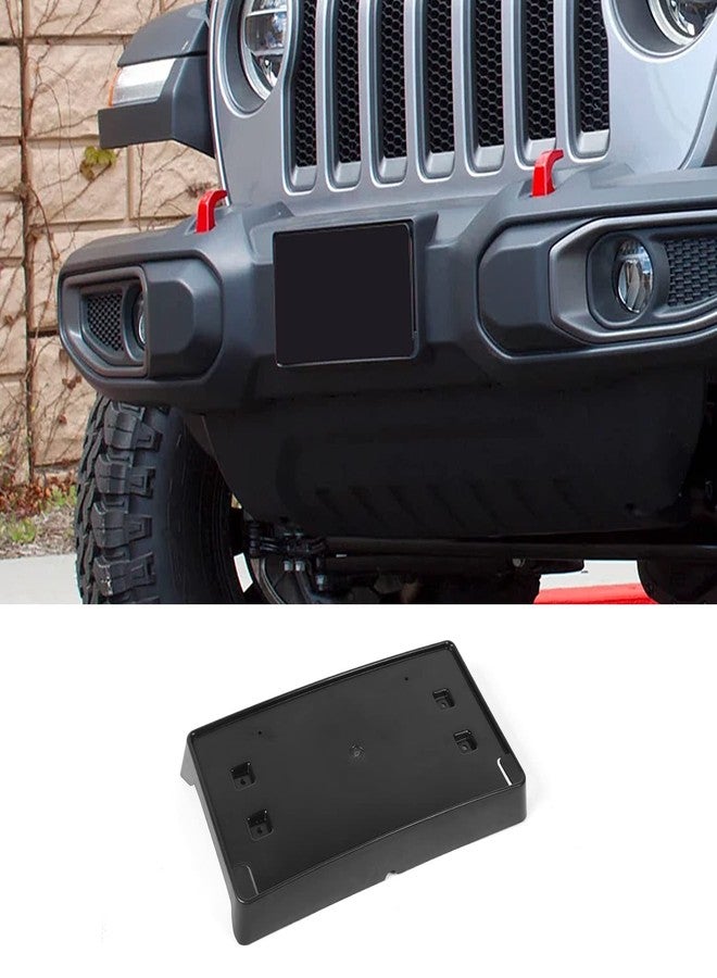 Jimen حامل لوحة ترخيص أمامي متوافق مع سيارات جيب رانجلر JL JLU وجلادياتور JT موديلات 2018-2025 (أسود) - Image 1